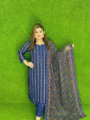 Cotton Embroidered 3 Piece